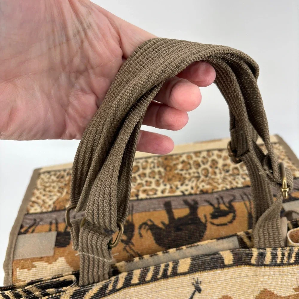 Jade Rolling Shopping Bag Large Brown Safari Animal Tapestry Ecletic Boho Unique